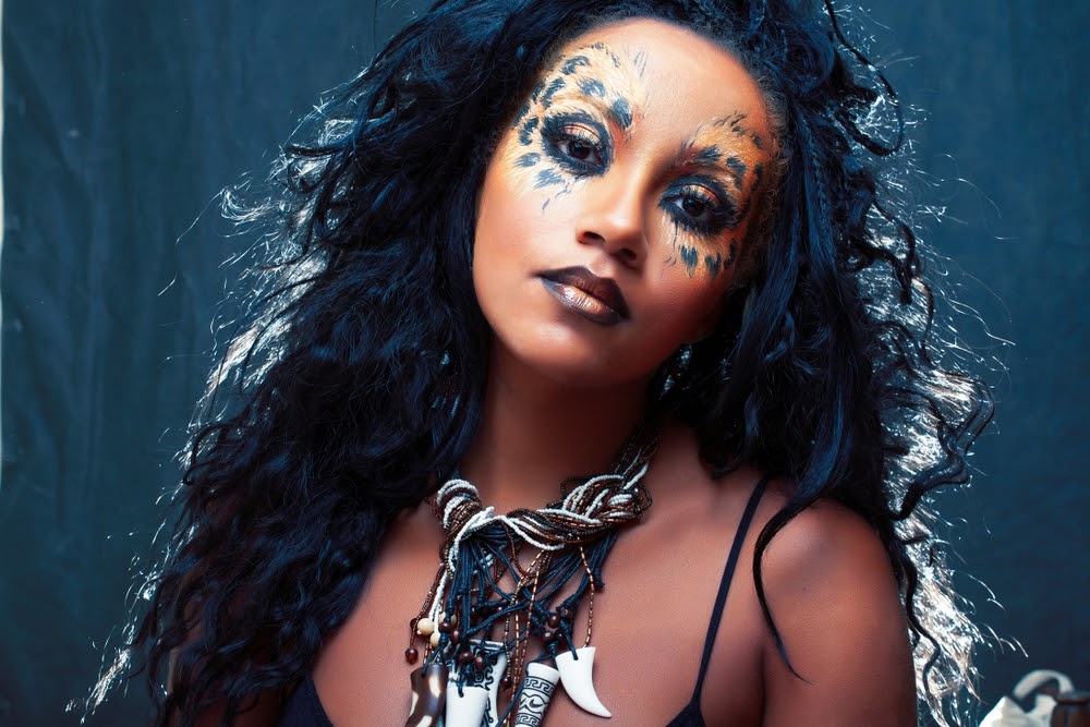 woman with cheetah makeup